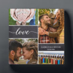 Personalised Photo collage Love Script Couple Plaque<br><div class="desc">Customise this photo plaque with up to four of your favourite photos as a couple together. Give it as a gift for your anniversary, valentine's day, her birthday, for Christmas. Personalise the date and name fields. The chalkboard background blocks adds a rustic feel and the love script with it's modern...</div>