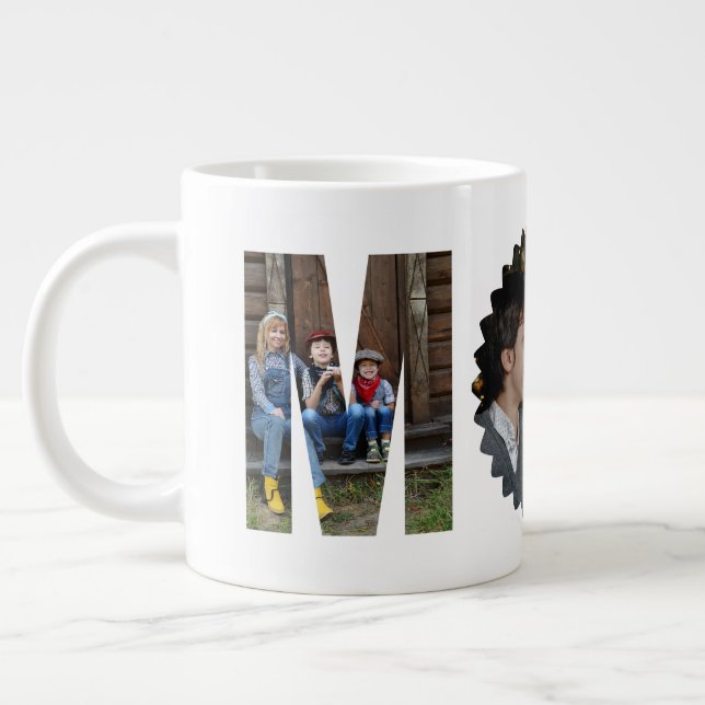 Personalised Photo Collage MOM Large Coffee Mug (Left)