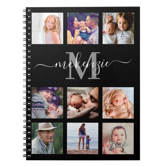 Personalised Photo Collage Monogram Name Notebook (Front)