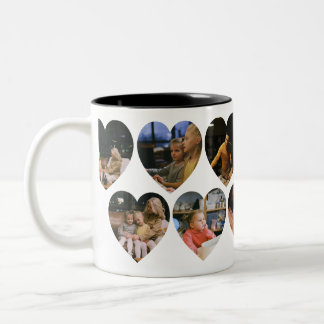 Personalised Photo Collage Mug with Heart Frames