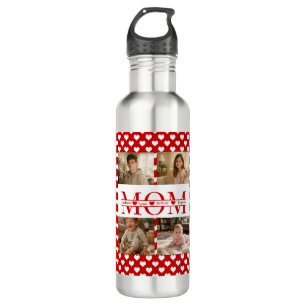 Personalised Photo Collage Mum Heart & Kids Name 710 Ml Water Bottle