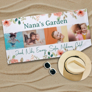 Personalised Photo Collage Nana Grandma's Garden Beach Towel