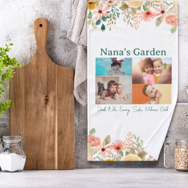 Personalised Photo Collage Nana Grandma's Garden Hand Towel (Personalized Photo Collage Nana Grandma's Garden Hand Towel)