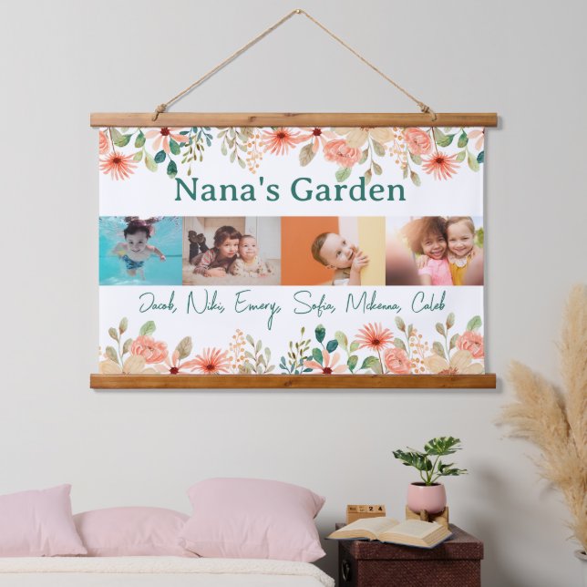 Personalised Photo Collage Nana Grandma's Garden Hanging Tapestry (Bedroom)