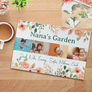 Personalised Photo Collage Nana Grandma's Garden  Jigsaw Puzzle