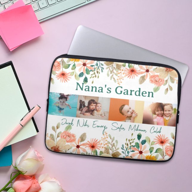 Personalised Photo Collage Nana Grandma's Garden  Laptop Sleeve (Personalized Photo Collage Nana Grandma's Garden Laptop Sleeve)