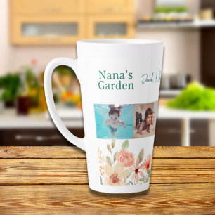 Personalised Photo Collage Nana Grandma's Garden  Latte Mug