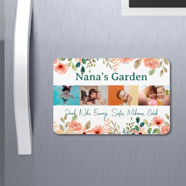Personalised Photo Collage Nana Grandma's Garden  Magnet (Personalized Photo Collage Nana Grandma's Garden Magnet)