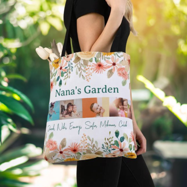 Personalised Photo Collage Nana Grandma's Garden  Tote Bag (Personalized Photo Collage Nana Grandma's Garden Tote Bag)