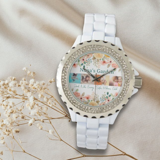 Personalised Photo Collage Nana Grandma's Garden  Watch (Personalized Photo Collage Nana Grandma's Garden Watch)