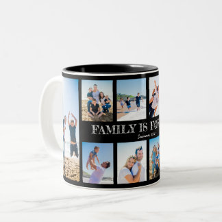 Personalised photo collage of 10 photos Two-Tone coffee mug