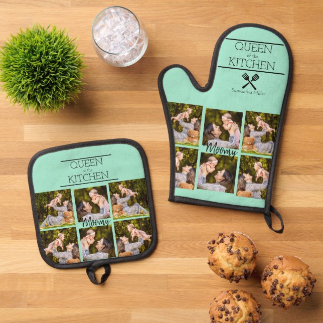 Personalised Photo Collage Oven Mitt & Pot Holder Oven Mitt & Pot Holder Set (Top Down)