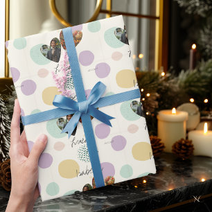 Personalised Photo Collage Polka Dot Pattern Wrapping Paper