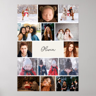 Personalised Photo Collage Poster with Name