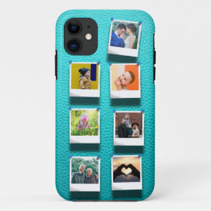 Personalised Photo Collage Turquoise Girly Trendy Case-Mate iPhone Case