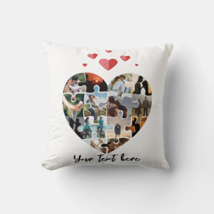 Personalised photo collage Valentine heart gift Cushion