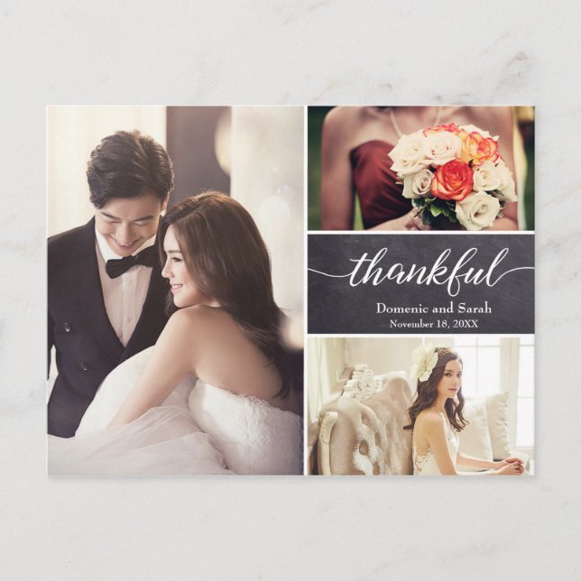 Personalised Photo Collage Wedding Thank You Announcement Postcard (Front)