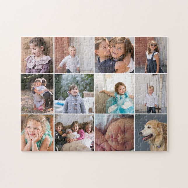 Personalised photo collage with twelve photos jigsaw puzzle (Horizontal)