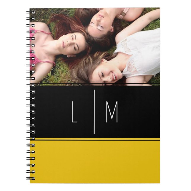 Personalised photo  colour block school notebook (Front)