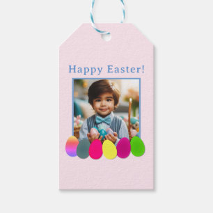 Personalised Photo Coloured Eggs Pink Blue Easter  Gift Tags