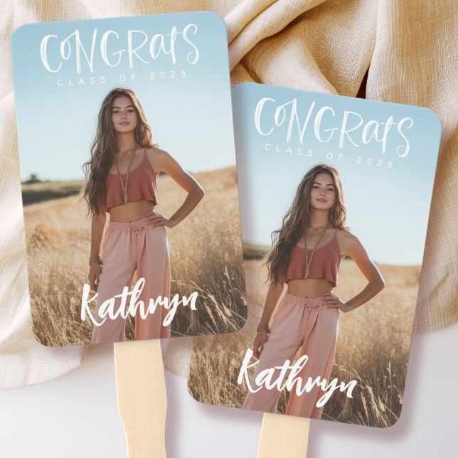 Personalised Photo Congrats Grad 2025 Graduation Hand Fan (Creator Uploaded)