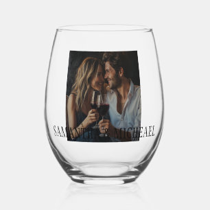 Personalised Photo Couples Wedding Gift  Stemless Wine Glass