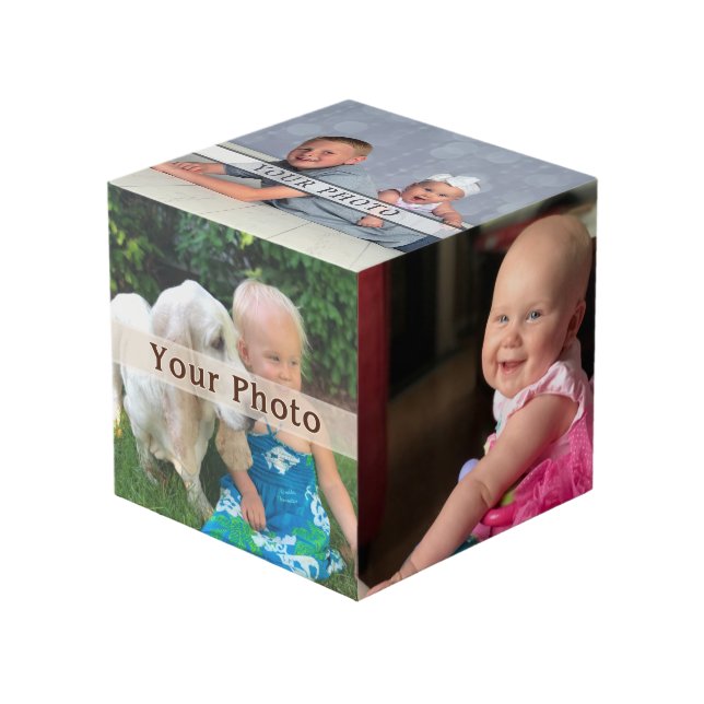 Personalised Photo Cube with Your 5 Photos (Front Angled)