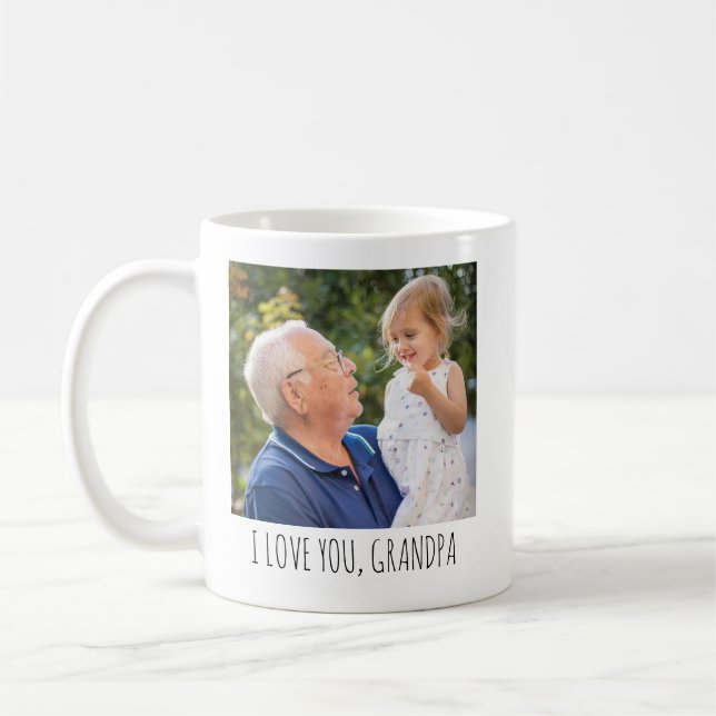 Personalised Photo Cup Custom Text Grandpa Picture (Left)
