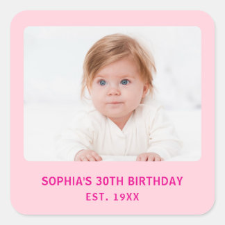Personalised Photo Custom Birthday Party Favours Square Sticker