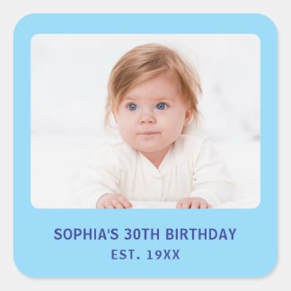 Personalised Photo Custom Birthday Party Favours Square Sticker