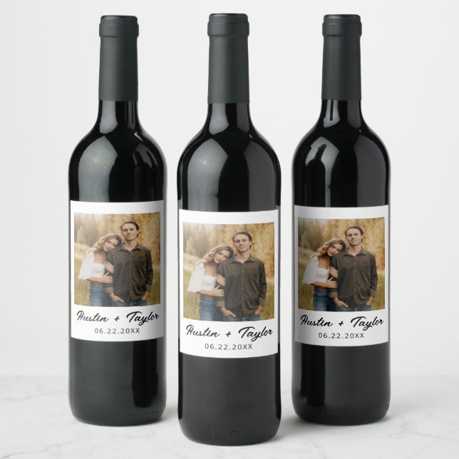 Personalised Photo Custom Engagement Save the Date Wine Label (Bottles)