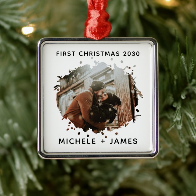 Personalised Photo Custom First Christmas Metal Tree Decoration (Tree)