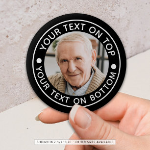 Personalised Photo Custom Text Colours Minimalist 6 Cm Round Badge