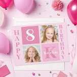 Personalised Photo Cute Pink Girls Happy Birthday Card<br><div class="desc">Cool 2 photo square happy birthday card for a little girl or toddler. Celebrate your child's birthday with cute photographs of them on this add your own photograph card with adorable pretty pink squares. Add their name and age.</div>