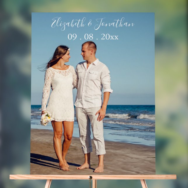 Personalised Photo Destination Wedding Event Acrylic Sign (Neutral)