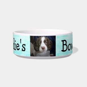 Personalised Photo Dog Bowl Aqua Blue