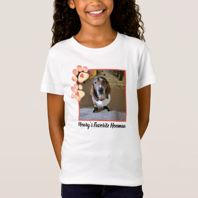 Personalised Photo Dog with Ai Paw Prints  T-Shirt (Front)