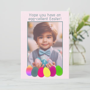 Personalised Photo Elegant Colourful Eggs Easter Holiday Card