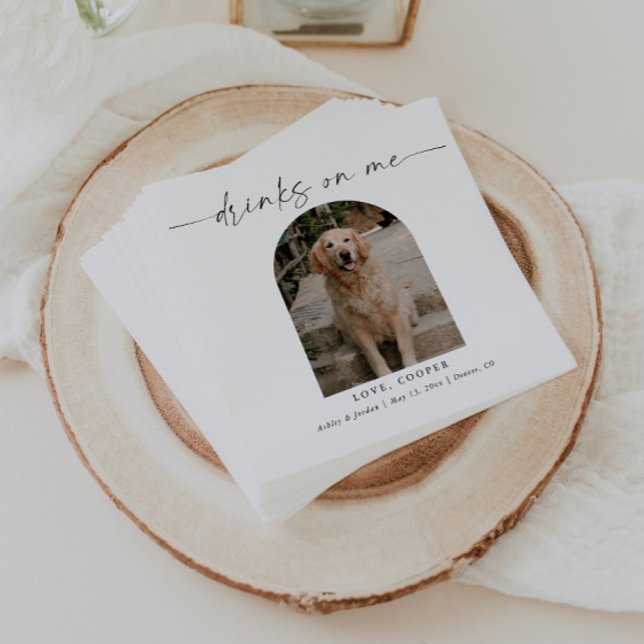 Personalised Photo Elegant Dog Wedding Napkin (Creator Uploaded)