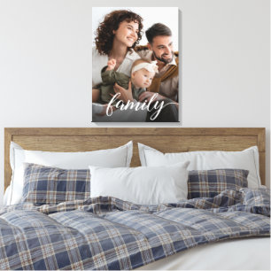Personalised Photo Elegant Family Script  Canvas Print