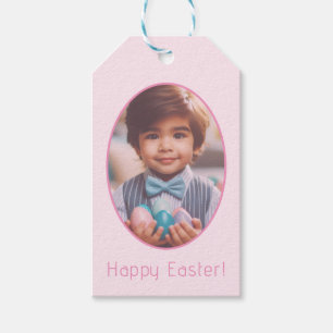 Personalised Photo Elegant Light Pink Happy Easter Gift Tags