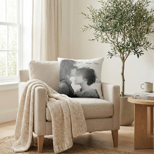 Personalised Photo Elegant Script Anniversary Text Cushion