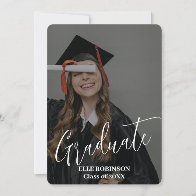 Personalised Photo Elegant Smokey Grad Invitation (Front)