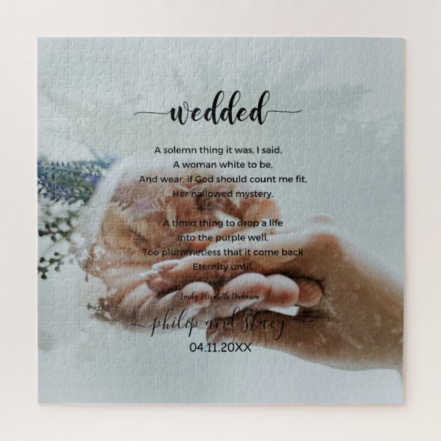 Personalised Photo Elegant Wedded Poem Jigsaw Puzzle (Vertical)