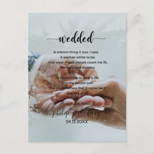 Personalised Photo Elegant Wedded Poem Postcard (Front)