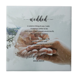 Personalised Photo Elegant Wedded Poem Tile