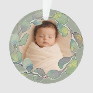 Personalised Photo Eucalyptus Original Watercolor Ornament