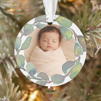 Personalised Photo Eucalyptus Original Watercolor Ornament