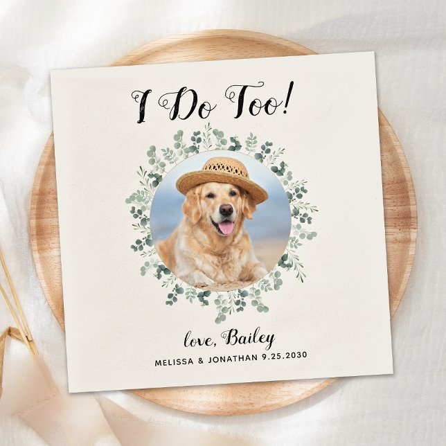Personalised Photo Eucalyptus Pet Dog Wedding Napkin (Creator Uploaded)