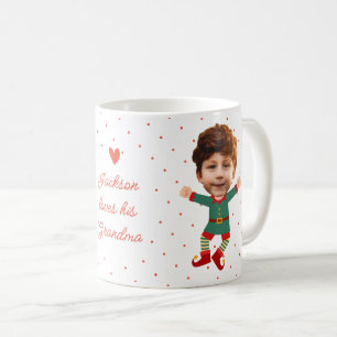 Personalised Photo Face Funny Christmas Elf Kid Coffee Mug